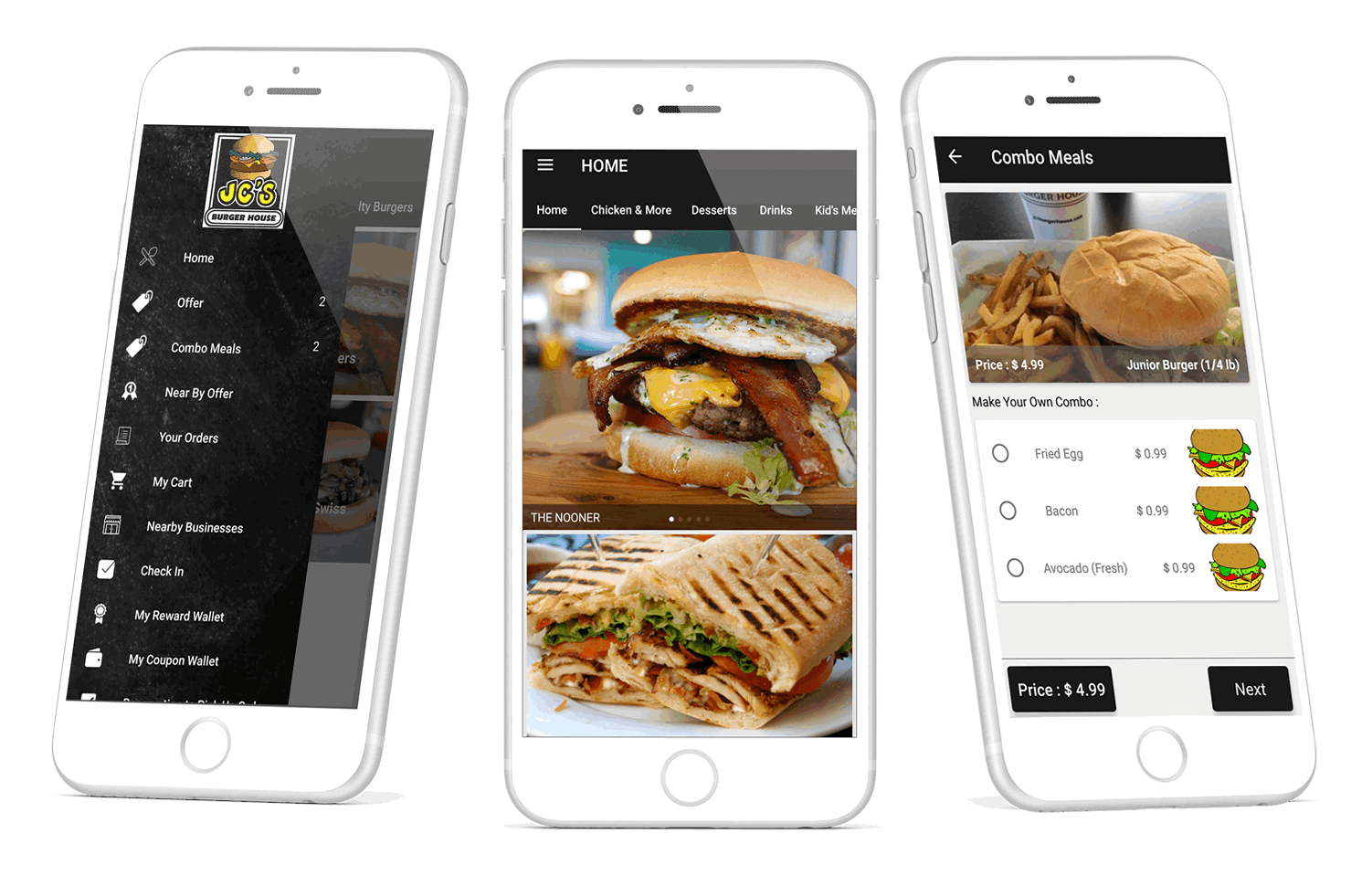 Food delivery mobile app development company for JC's Burger, USA