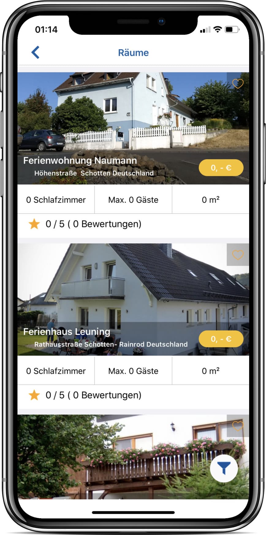 Entwicklung der mobilen App für Ferienhäuser